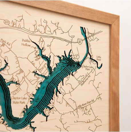 Custom 3D 24" x 30" Wood Lake Map