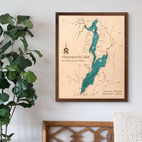 Custom 3D 24" x 30" Wood Lake Map