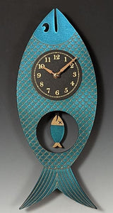 Iridescent Blue "Wanda the Fish" Clock