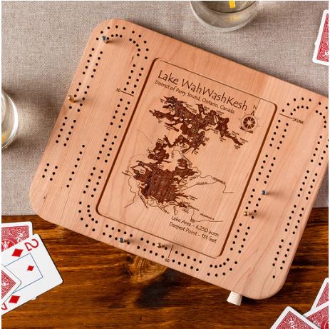 Custom Wood Cribbage Board Lake Art My American Crafts