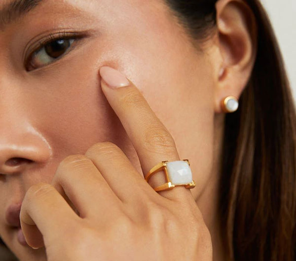 Rainbow Moonstone Mini Plaza Ring