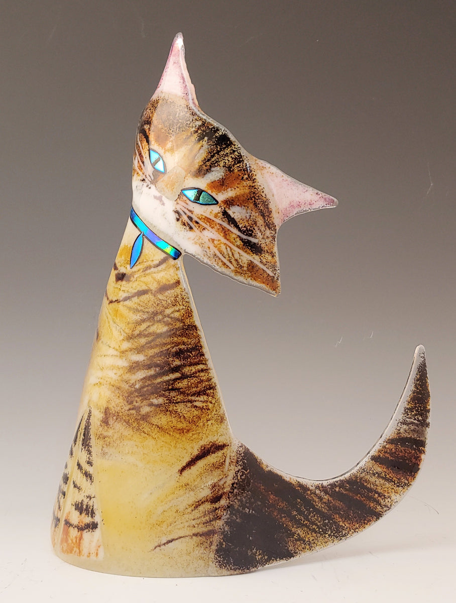 Amber Viking art glass selling sculptural cat figure