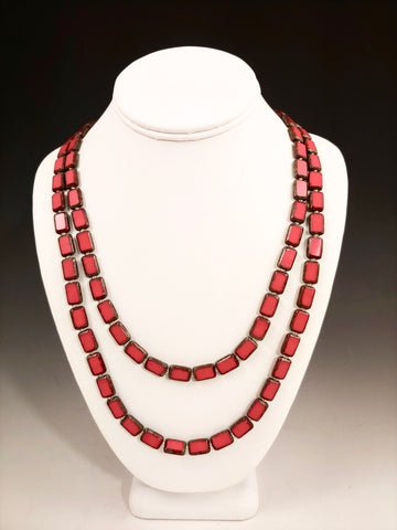 Red Glass  Trilogy Necklace