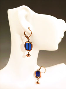 Sapphire Blue Glass Earrings