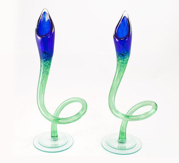 Blue and Green Jack in the Pulpit Candlesticks
