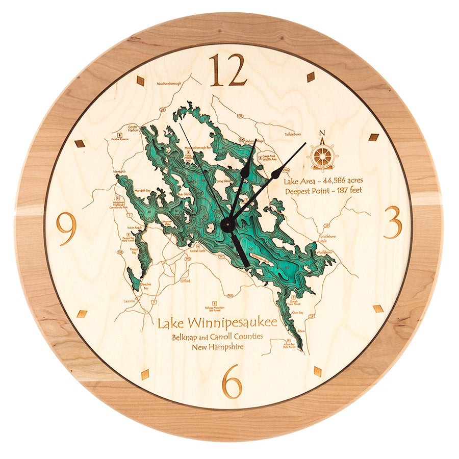 Custom Wood Lake Clock, Lake Art