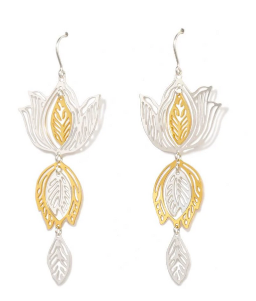 "Gold & Silver Lotus" Earrings