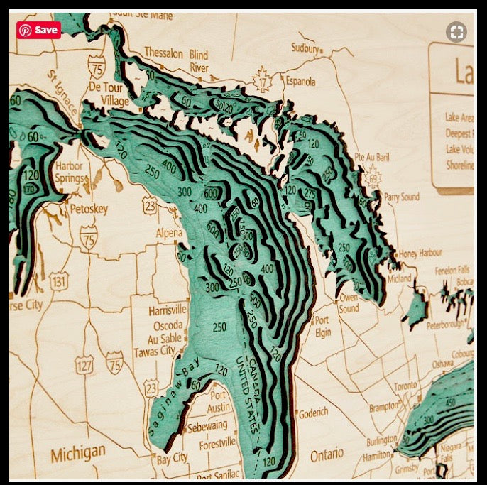 Custom 11 x 14 Wood Lake Map, Lake Art