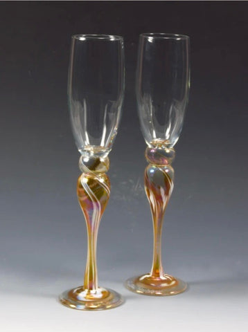 "Gold/White" Champagne Flutes