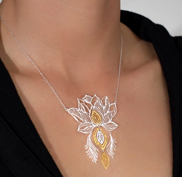 "Mixed Metal Lotus" Necklace