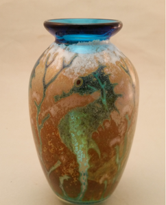 Aqua Sea Horse Vase