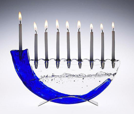 Blue Shofar Menorah