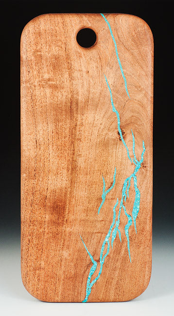 Turquoise Inlay Mesquite Wood Cutting Board Bread Board