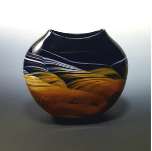 Amber & Black Medallion Vase