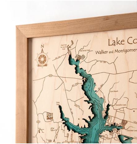 Custom 11" x 14" Wood Lake Map