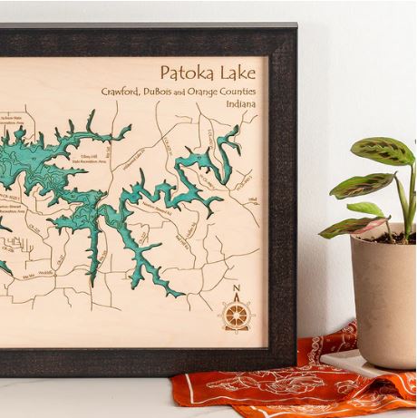 Custom 11" x 14" Wood Lake Map