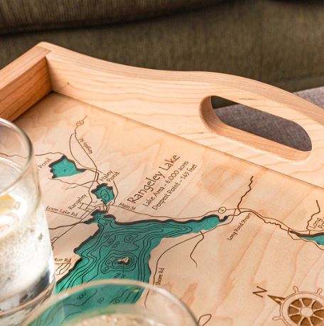 Custom  Wood Lake Map Tray