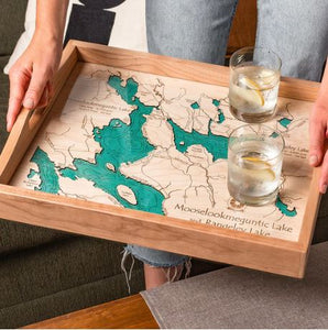 Custom  Wood Lake Map Tray