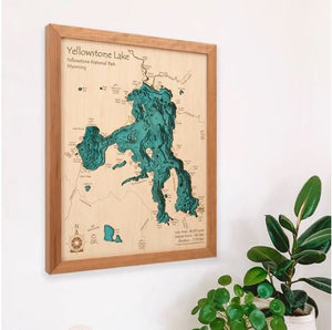 Custom 3D 16" x 20" Wood Lake Map