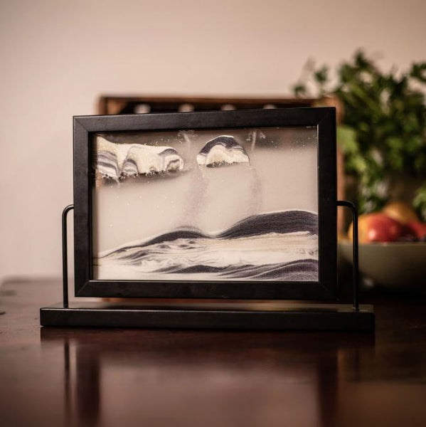 Window Black Moving Sand Art