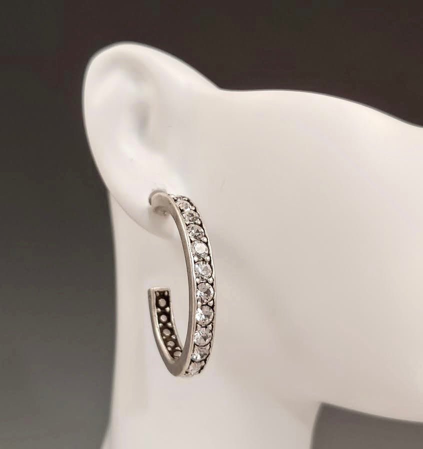 Channel Hoop Antique Silver Earrings
