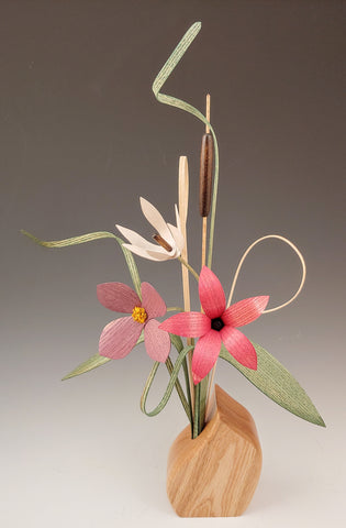 Cattail with Flowers Vase
