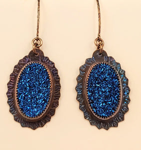 Electric Blue Druzy Earrings