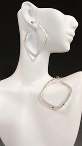 Silver Square Hoop Earrings