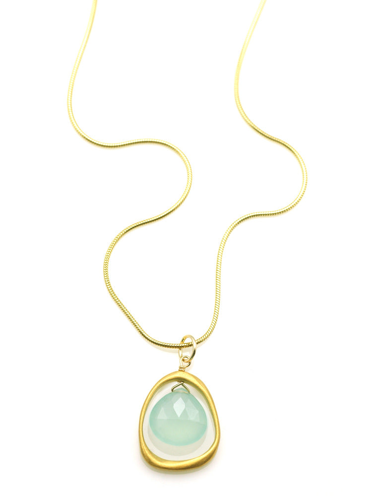 Open Circle & Chalcedony Necklace