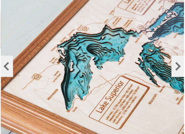 Custom 3D 24" x 30" Wood Lake Map