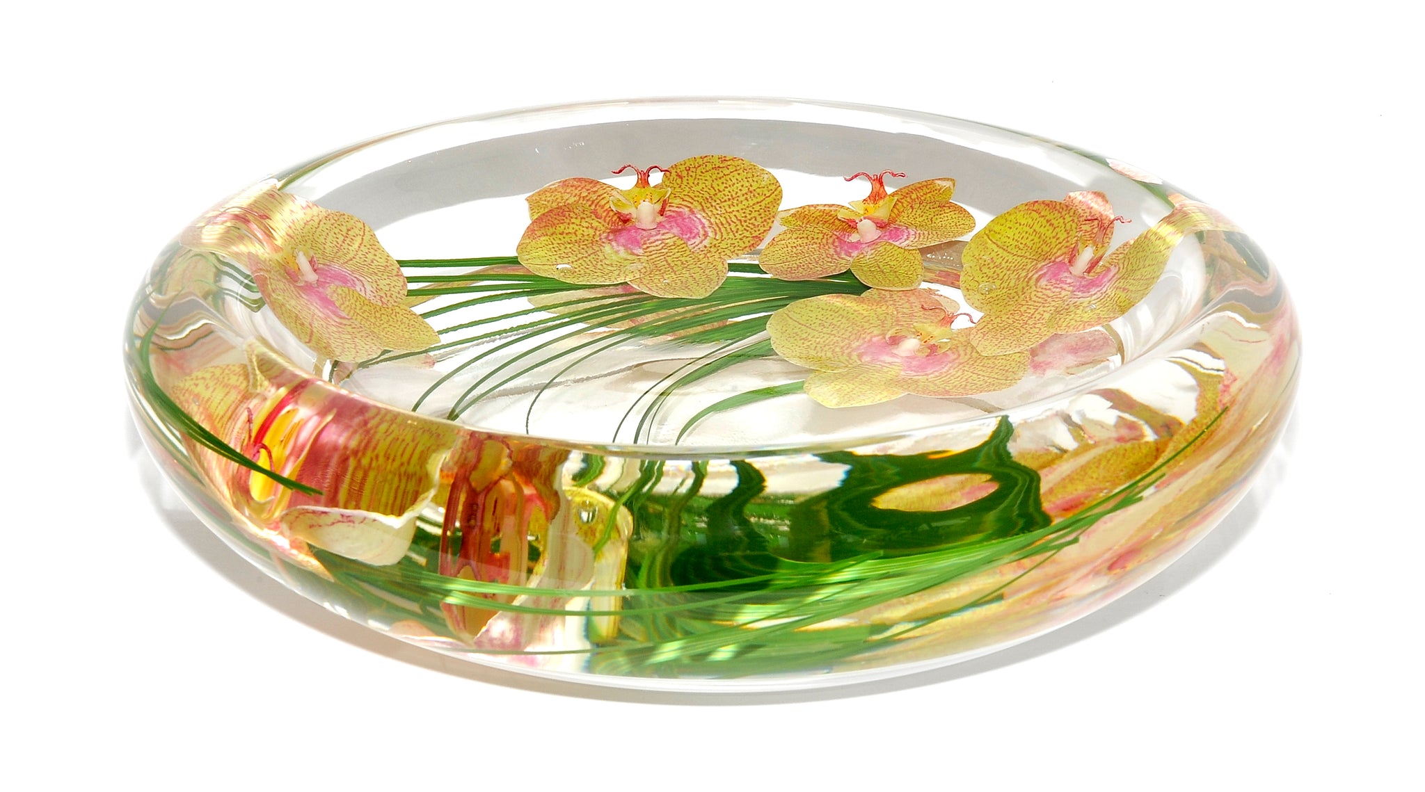Yellow & Pink Spotted  Phalaenopsis Bowl
