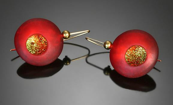 Red Atomic Earrings