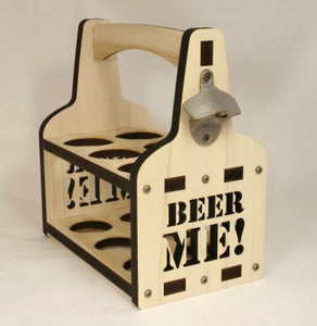 "Beer Me" Wooden Beer Caddy