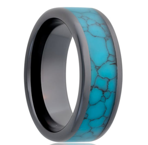 Black Diamond Ceramic & Turquoise Ring