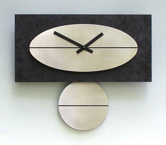 Black and Steel 16"  Clock