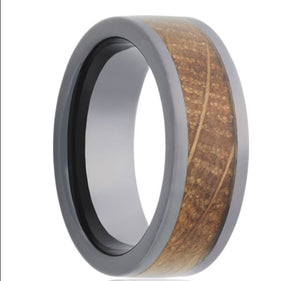 Black Diamond Ceramic & Whiskey Wood Ring