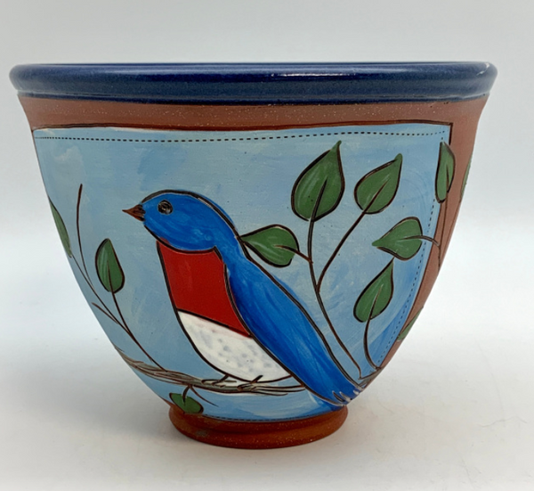 Blue Bird Sgraffito bowl or planter outlets