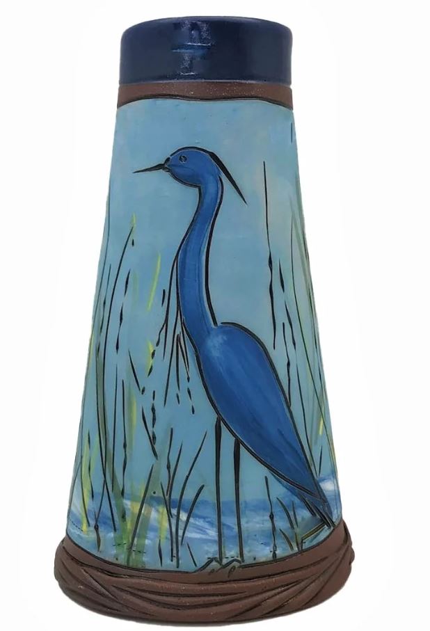 Blue Heron Vase