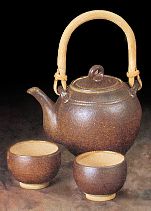 Brown Teapot & Tea Bowls