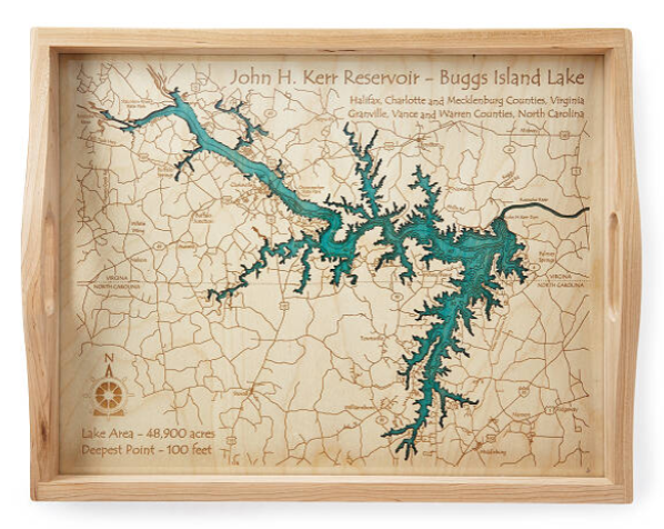Custom  Wood Lake Map Tray