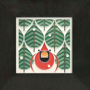 "Coniferous Cardinal" Ebony Framed Tile