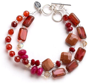 Fushia Medley Glass Bracelet