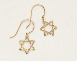 Gold Star of David Earrings