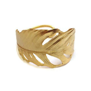 Gold  Feather Cuff Bracelet