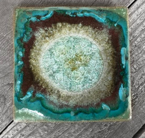 Green/Red "Geode" Crackle Coaster Set