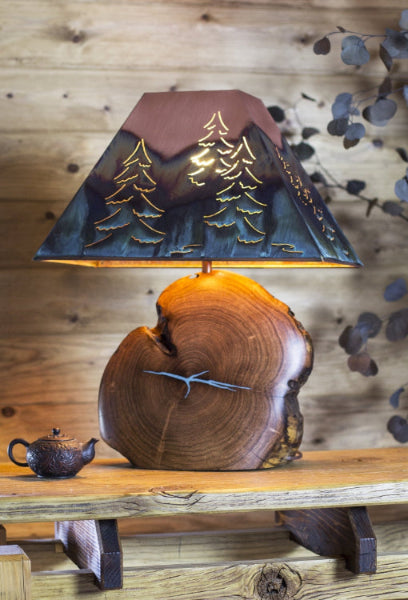Turquoise Inlay Lamp/Copper Shade /Tree Image – My American Crafts