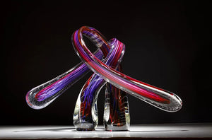 Purple Pink Painter's Embrace Glass Sculpture