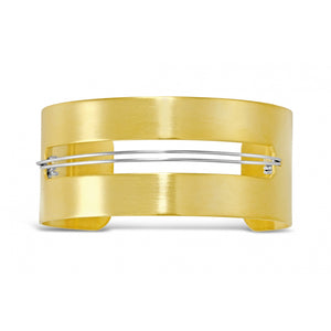 Gold Cuff with Silver Wire