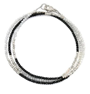 Moonstone & Spinel Triple Wrap Bracelet