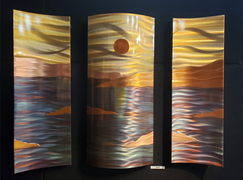 "Ocean Horizon" Copper Wall Triptyche